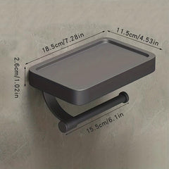 Toilet Paper Holder With Shelf Gun Gray Space Aluminum Tissue Holder