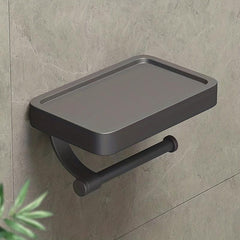 Toilet Paper Holder With Shelf Gun Gray Space Aluminum Tissue Holder