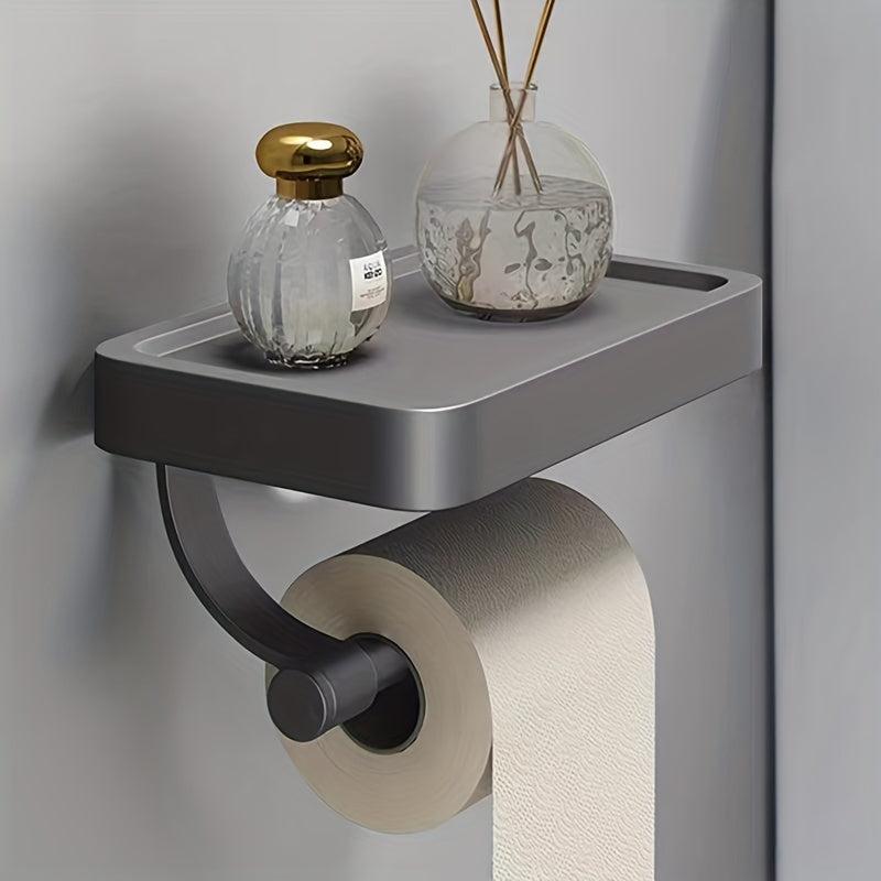 Toilet Paper Holder With Shelf Gun Gray Space Aluminum Tissue Holder