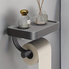 Toilet Paper Holder With Shelf Gun Gray Space Aluminum Tissue Holder