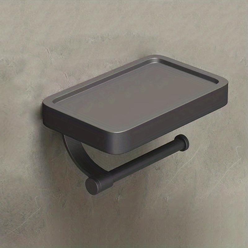 Toilet Paper Holder With Shelf Gun Gray Space Aluminum Tissue Holder
