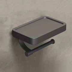 Toilet Paper Holder With Shelf Gun Gray Space Aluminum Tissue Holder