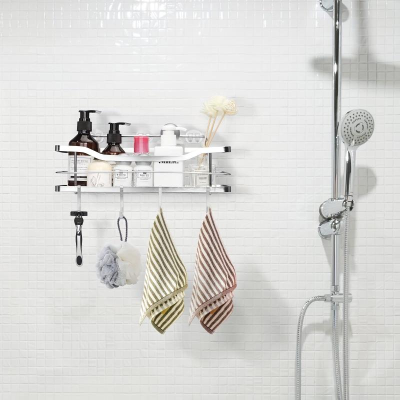 Wall Mounted Bathroom Storage Rack with 4 Hooks