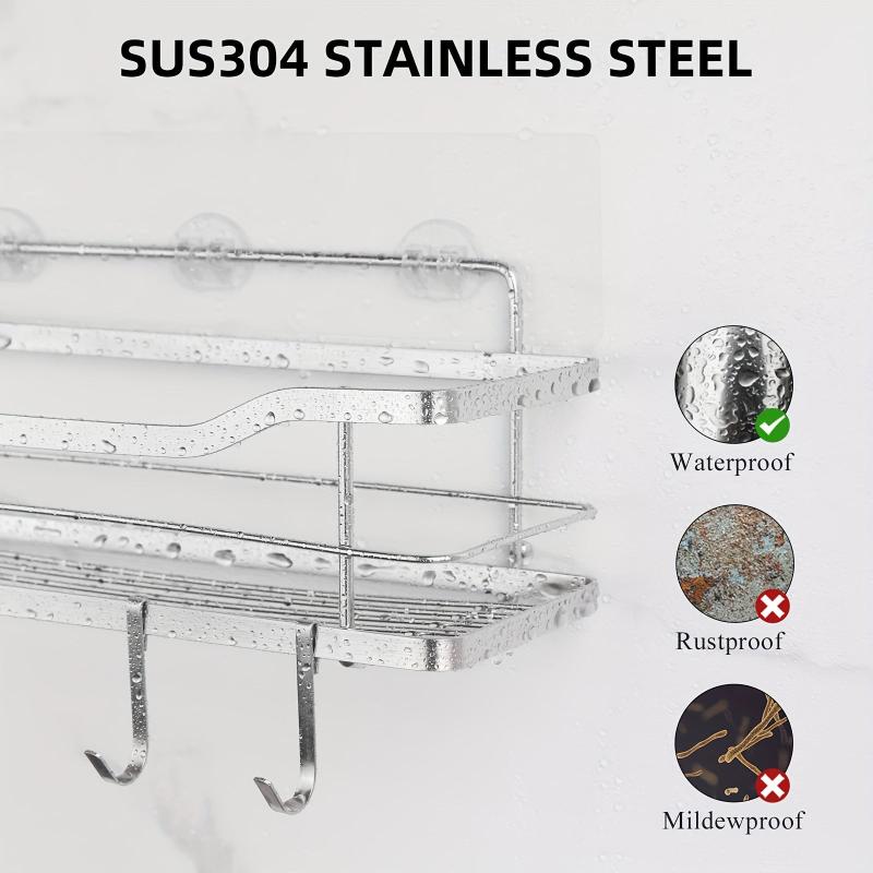 Wall Mounted Bathroom Storage Rack with 4 Hooks