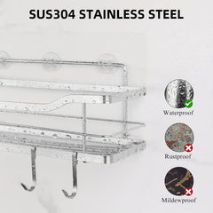 Wall Mounted Bathroom Storage Rack with 4 Hooks