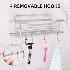 Wall Mounted Bathroom Storage Rack with 4 Hooks