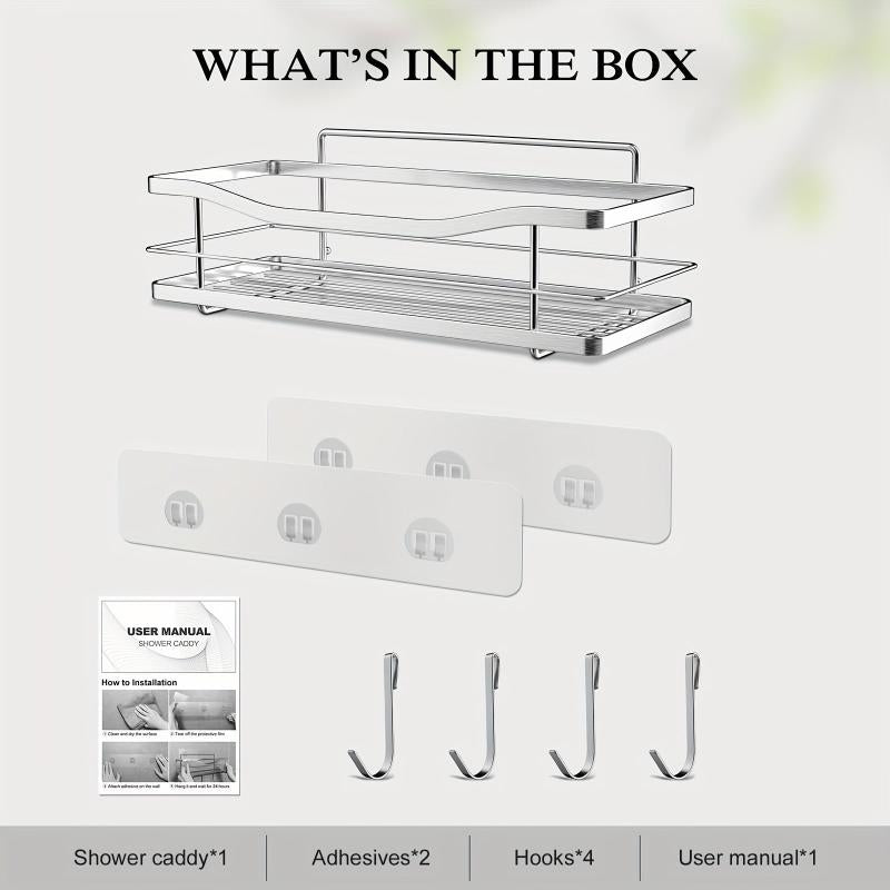 Wall Mounted Bathroom Storage Rack with 4 Hooks
