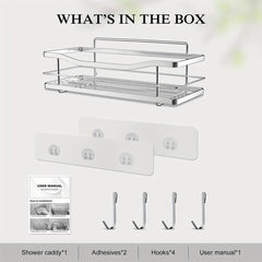 Wall Mounted Bathroom Storage Rack with 4 Hooks