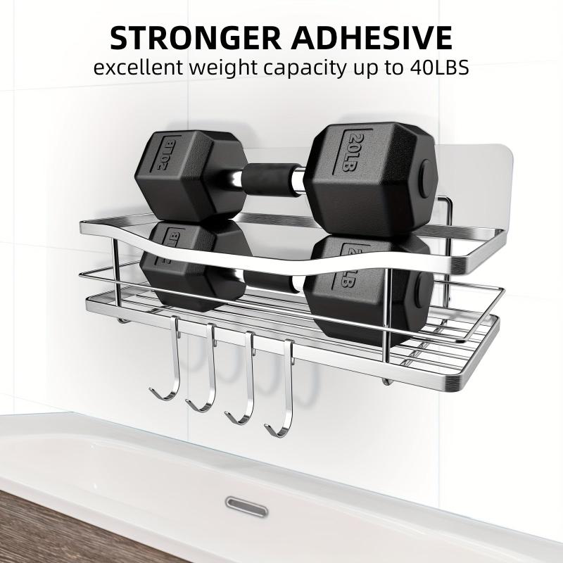 Wall Mounted Bathroom Storage Rack with 4 Hooks