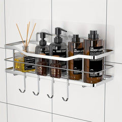 Wall Mounted Bathroom Storage Rack with 4 Hooks