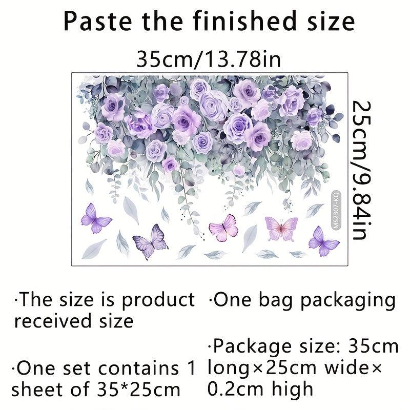 Plant Flower Butterfly Wall Sticker Decor Bathroom Toilet Living Room Decals