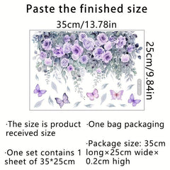 Plant Flower Butterfly Wall Sticker Decor Bathroom Toilet Living Room Decals