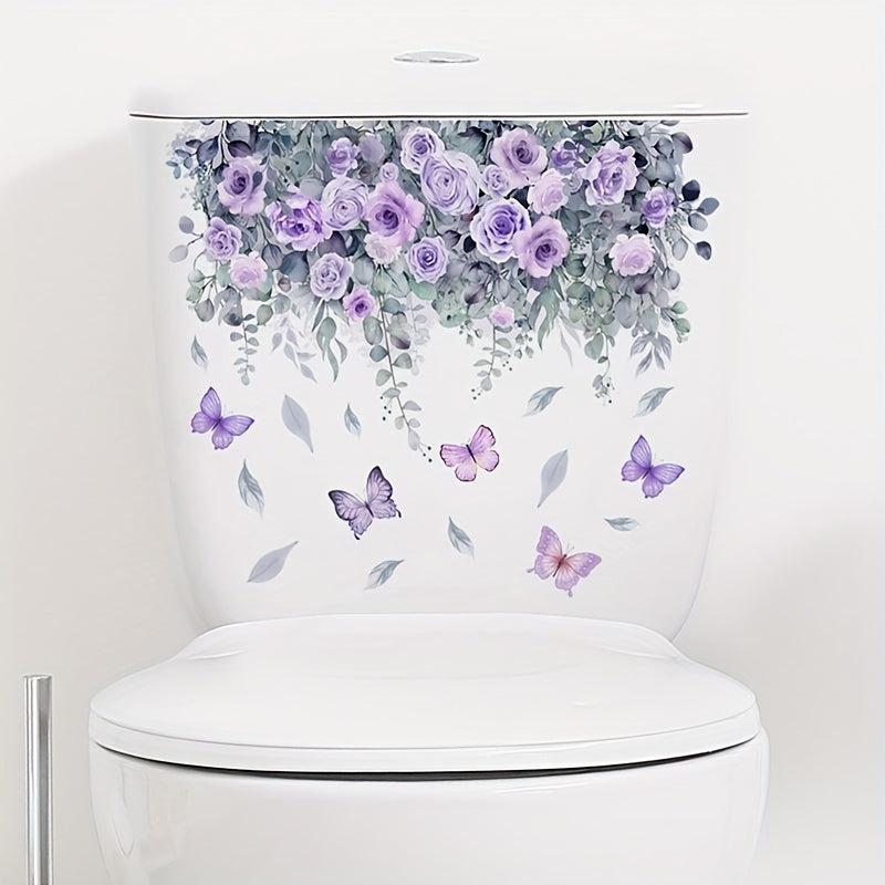 Plant Flower Butterfly Wall Sticker Decor Bathroom Toilet Living Room Decals