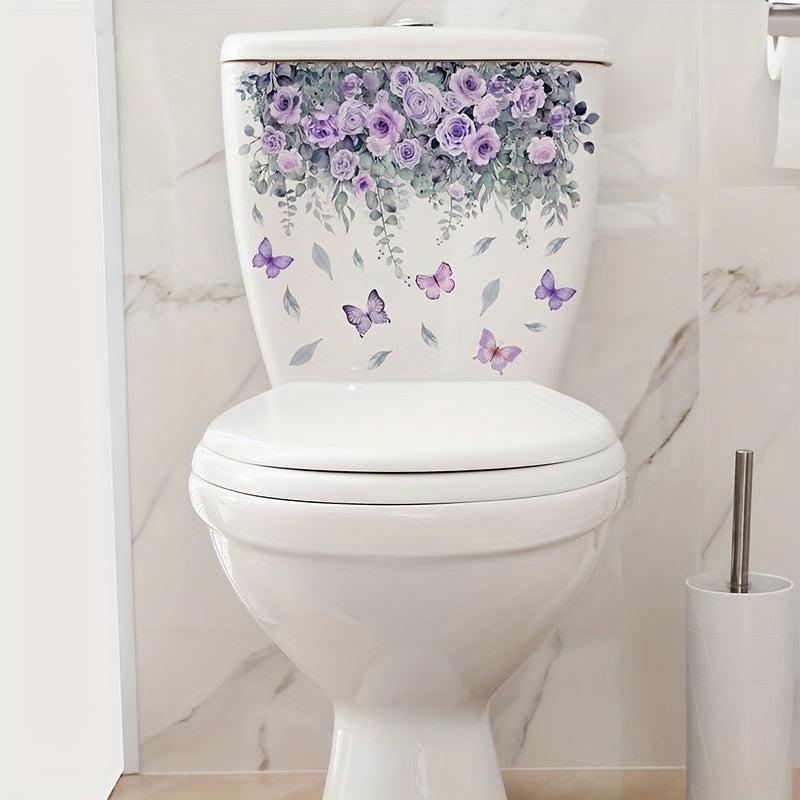Plant Flower Butterfly Wall Sticker Decor Bathroom Toilet Living Room Decals