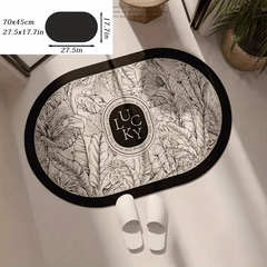 Retro Leaf Pattern Floor Mat Soft Diatom Mud Bath Rug Non-slip Oval Car