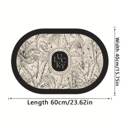 Retro Leaf Pattern Floor Mat Soft Diatom Mud Bath Rug Non-slip Oval Car