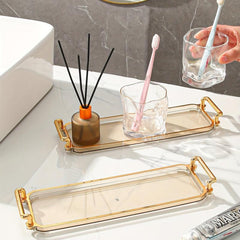 Clear Rectangular Bathroom Tray with Handle
