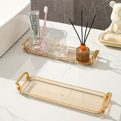 Clear Rectangular Bathroom Tray with Handle