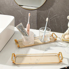 Clear Rectangular Bathroom Tray with Handle
