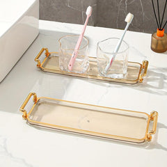 Clear Rectangular Bathroom Tray with Handle