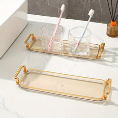 Clear Rectangular Bathroom Tray with Handle