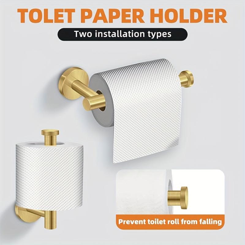 5pcs Stainless Steel Bathroom Accessories Set Towel Bar Toilet Paper Holder