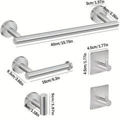 5pcs Stainless Steel Bathroom Accessories Set Towel Bar Toilet Paper Holder