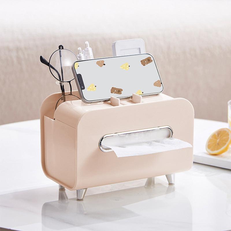 Nordic Style Desktop Tissue Box Phone Holder Remote Control Storage Box