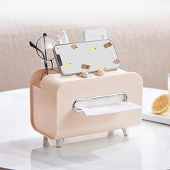 Nordic Style Desktop Tissue Box Phone Holder Remote Control Storage Box