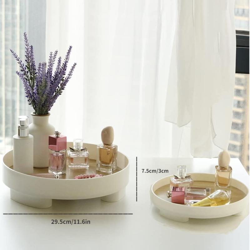 Round Bathroom Tray for Cosmetics and Candles Storage