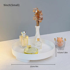 Round Bathroom Tray for Cosmetics and Candles Storage