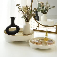 Round Bathroom Tray for Cosmetics and Candles Storage