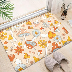 Boho Mushroom Pattern Floor Mat Non Slip Decorative Bath Rug