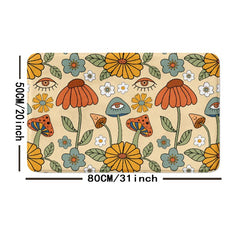 Boho Mushroom Pattern Floor Mat Non Slip Decorative Bath Rug