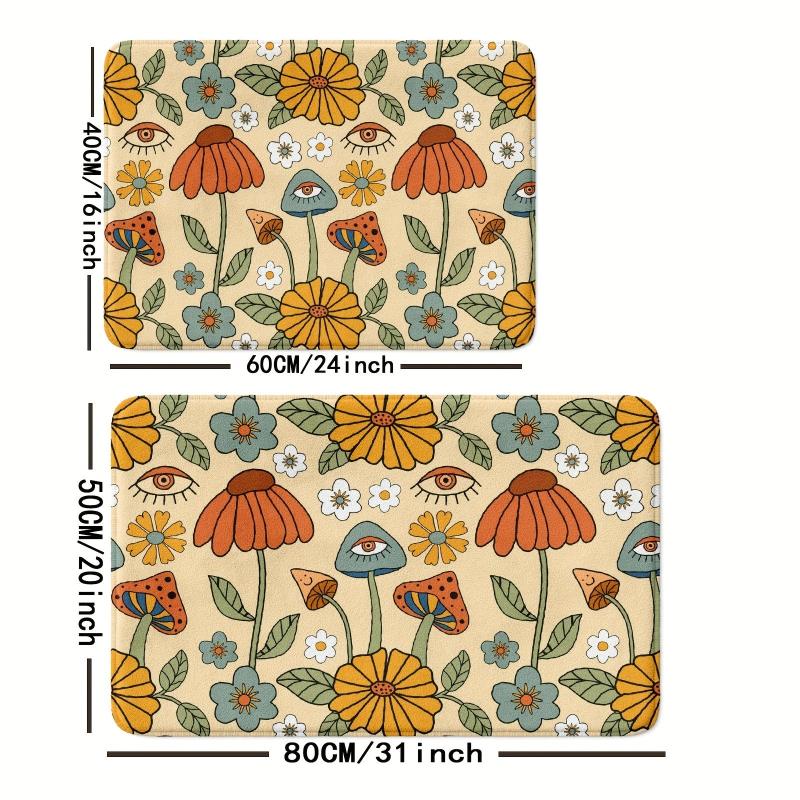 Boho Mushroom Pattern Floor Mat Non Slip Decorative Bath Rug