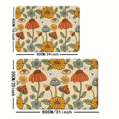 Boho Mushroom Pattern Floor Mat Non Slip Decorative Bath Rug