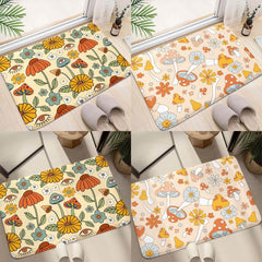 Boho Mushroom Pattern Floor Mat Non Slip Decorative Bath Rug