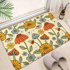 Boho Mushroom Pattern Floor Mat Non Slip Decorative Bath Rug