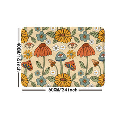 Boho Mushroom Pattern Floor Mat Non Slip Decorative Bath Rug