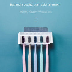 Plastic Toothbrush Holder Wall Mounted 5 Slot Organizer with Cover