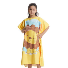 Kids Cartoon Bathrobe Absorbent Beach Towel Hooded Cape