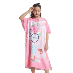 Kids Cartoon Bathrobe Absorbent Beach Towel Hooded Cape