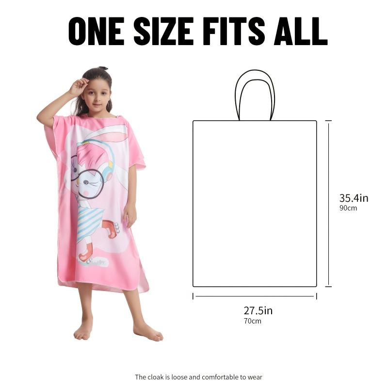 Kids Cartoon Bathrobe Absorbent Beach Towel Hooded Cape