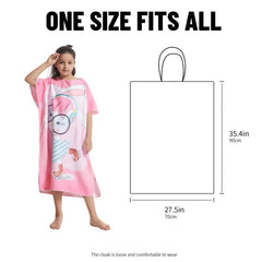 Kids Cartoon Bathrobe Absorbent Beach Towel Hooded Cape