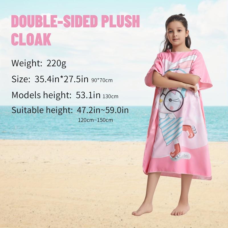 Kids Cartoon Bathrobe Absorbent Beach Towel Hooded Cape