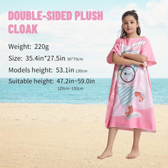 Kids Cartoon Bathrobe Absorbent Beach Towel Hooded Cape