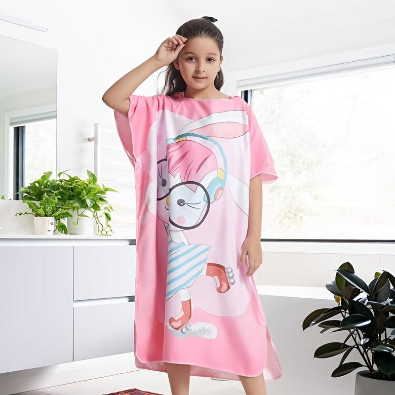 Kids Cartoon Bathrobe Absorbent Beach Towel Hooded Cape