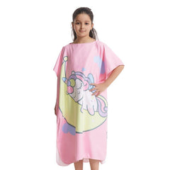Kids Cartoon Bathrobe Absorbent Beach Towel Hooded Cape