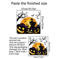 Palm Print Pumpkin Castle Ghost Halloween Toilet Decoration Sticker