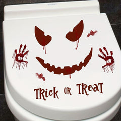 Palm Print Pumpkin Castle Ghost Halloween Toilet Decoration Sticker